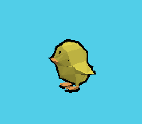 A Pixel Art Drawing Of A Yellow Duck With A Blue Background GIF