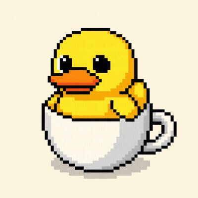 A Pixel Art Drawing Of A Yellow Rubber Duck In A White Cup GIF