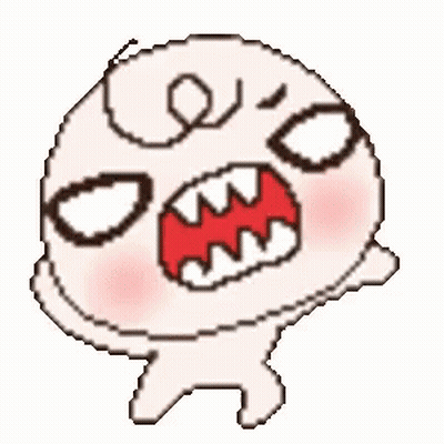 A Pixel Art Drawing Of An Angry Cartoon Character With Red Flames Coming Out Of Its Eyes . GIF