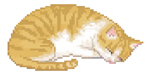 A Pixel Art Drawing Of An Orange And White Cat Sleeping On Its Back Sticker