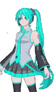 A Pixel Art Drawing Of Hatsune Miku A Female Anime Character Sticker
