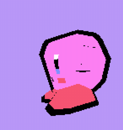 A Pixel Art Drawing Of Kirby With A Purple Background GIF