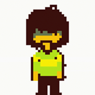 A Pixel Art Drawing Of Kris From Undertale . GIF