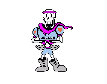 A Pixel Art Drawing Of Papyrus From Undertale Wearing A Pink Scarf And Gloves . Sticker