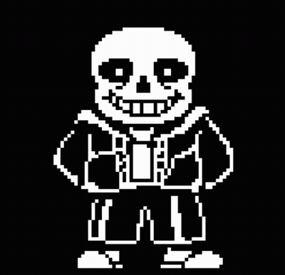 A Pixel Art Drawing Of Sans From Undertale . GIF