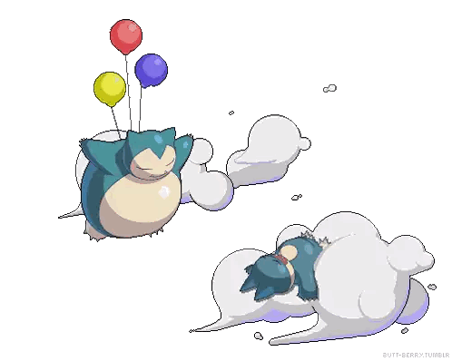 A Pixel Art Drawing Of Snorlax Sleeping On A Cloud Sticker