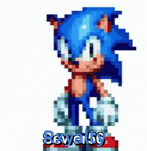 A Pixel Art Drawing Of Sonic The Hedgehog With The Word Beverly Written Below Him GIF