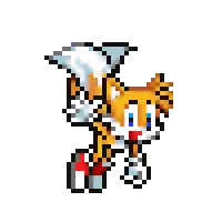 A Pixel Art Drawing Of Tails From Sonic The Hedgehog With Wings Sticker