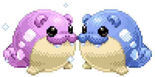 A Pixel Art Drawing Of Two Seals Standing Next To Each Other Sticker