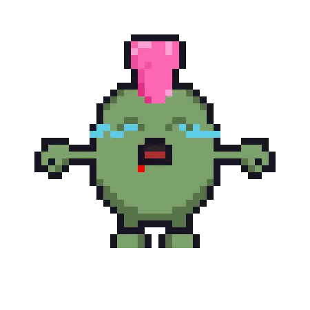 A Pixel Art Frog Is Crying With The Words Cry Me A River Below It Sticker