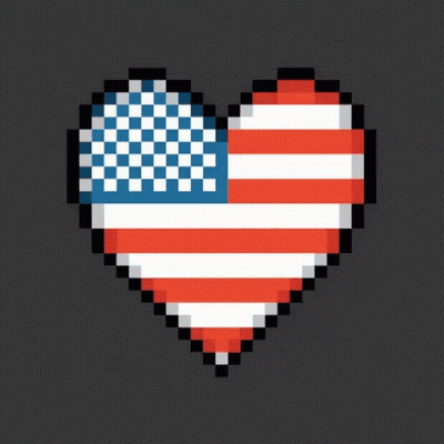 A Pixel Art Heart With The American Flag Inside Of It GIF