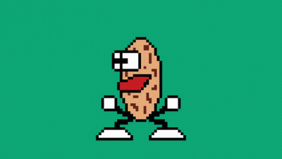 A Pixel Art Illustration Of A Cookie With Arms And Legs And A Smiling Face GIF