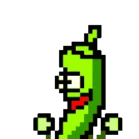 A Pixel Art Illustration Of A Green Pepper With Arms And Legs And A Smiling Face . Sticker