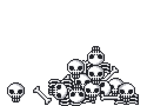 A Pixel Art Illustration Of A Group Of Skeletons Holding Bones And Skulls . Sticker