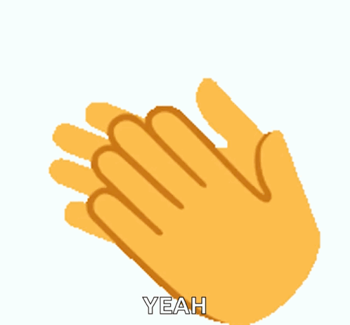 A Pixel Art Illustration Of A Hand Clapping With Yeah Written Below It GIF
