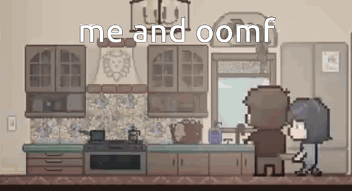 A Pixel Art Illustration Of A Kitchen With A Man And A Woman Standing In It . GIF