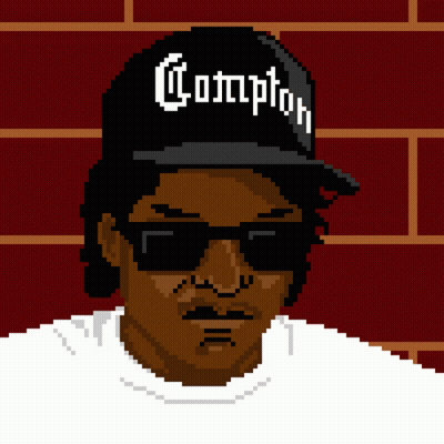 A Pixel Art Illustration Of A Man Wearing A Compton Hat GIF