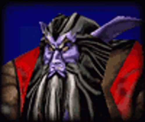 A Pixel Art Illustration Of A Man With A Beard And A Purple Face . GIF