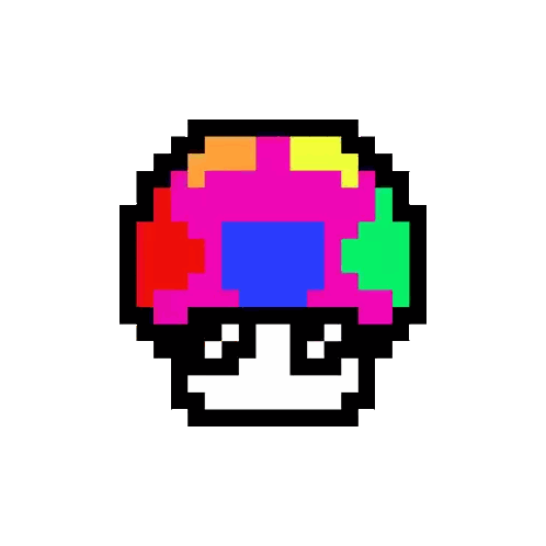A Pixel Art Illustration Of A Rainbow Mushroom With Sunglasses On . Sticker