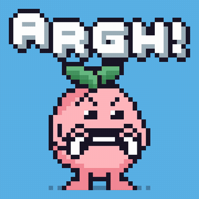A Pixel Art Illustration Of A Red Apple With The Word Argh Written Above It GIF