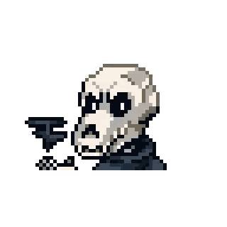 A Pixel Art Illustration Of A Skeleton Wearing Sunglasses Holding A Gun . Sticker