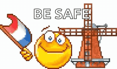 A Pixel Art Illustration Of A Smiley Face Holding A Flag And A Windmill . GIF
