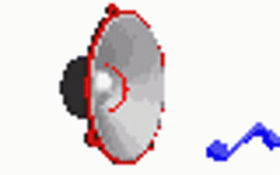 A Pixel Art Illustration Of A Speaker With A Blue Wave Coming Out Of It GIF