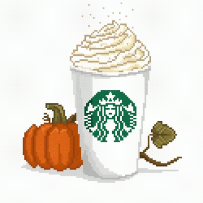 A Pixel Art Illustration Of A Starbucks Drink With Whipped Cream And A Pumpkin GIF