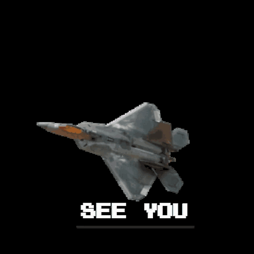 A Pixel Art Image Of A Fighter Jet With The Words Seeee Byol Below It GIF