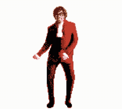 A Pixel Art Image Of A Man In A Red Suit GIF