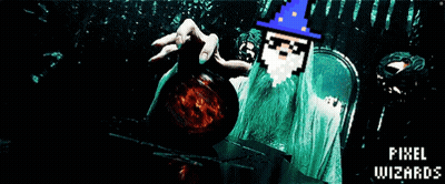 A Pixel Art Image Of A Wizard With The Words Pixel Wizards Below Him GIF