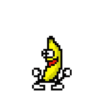 A Pixel Art Of A Banana With Arms And Legs Sticker