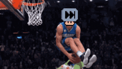 A Pixel Art Of A Basketball Player With A Mushroom Head GIF