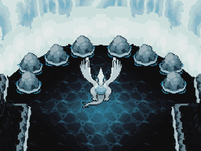 A Pixel Art Of A Bird In A Cave GIF