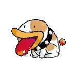 A Pixel Art Of A Blue And White Cartoon Character With A Green Tongue . Sticker