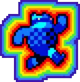 A Pixel Art Of A Blue Turtle In A Rainbow Colored Frame . Sticker