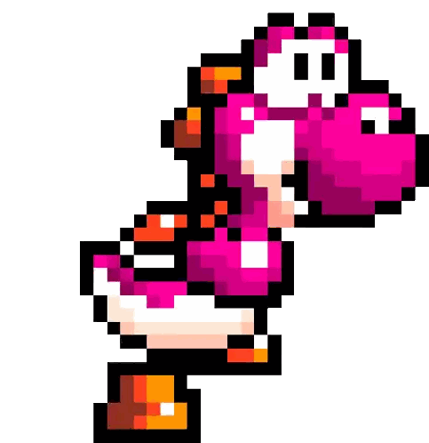 A Pixel Art Of A Blue Yoshi From The Video Game Mario Bros . Sticker
