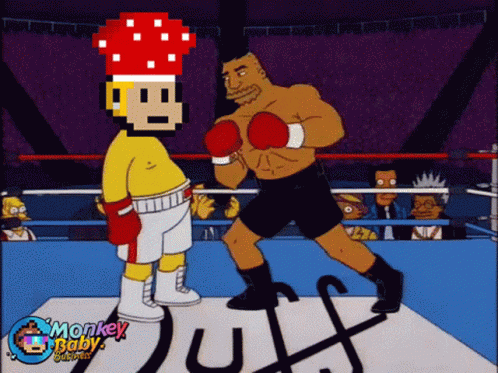 A Pixel Art Of A Boxing Match With The Words Monkey Baby Written On The Bottom GIF