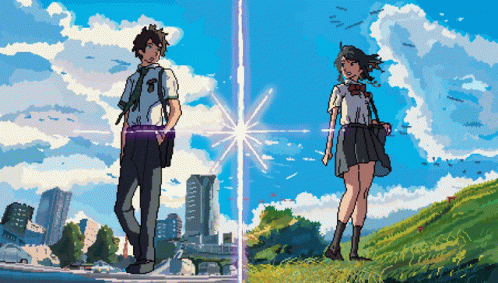 A Pixel Art Of A Boy And A Girl GIF