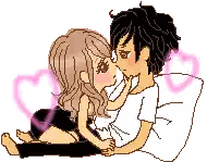 A Pixel Art Of A Boy And A Girl Kissing On A Bed Sticker