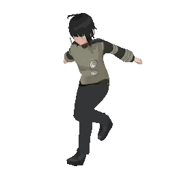 A Pixel Art Of A Boy Dancing With Buttons On His Shirt Sticker
