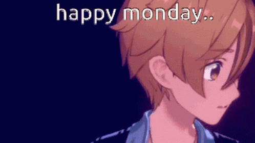 A Pixel Art Of A Boy With The Words Happy Monday GIF
