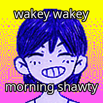 A Pixel Art Of A Boy With The Words Wakey Wakey Morning Shawty GIF