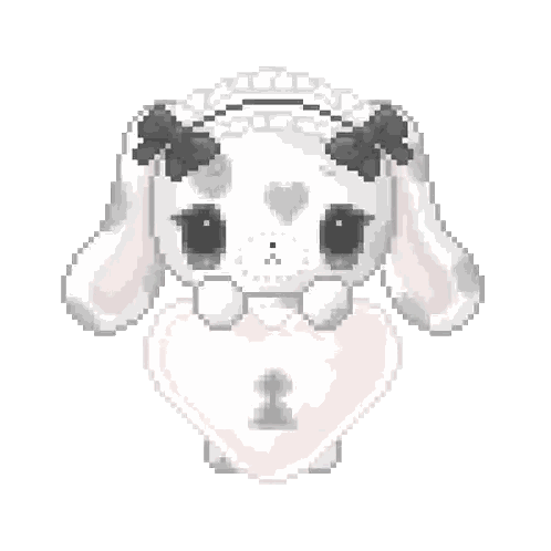 A Pixel Art Of A Bunny Rabbit Holding A Heart With A Key In It . Sticker