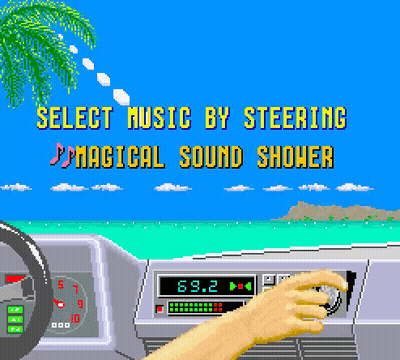 A Pixel Art Of A Car With The Words Select Music By Steering Magical Sound Shower On The Top GIF