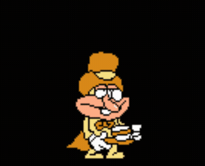 A Pixel Art Of A Cartoon Character Holding A Cup GIF