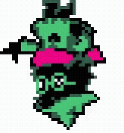 A Pixel Art Of A Cartoon Character Holding A Gun GIF