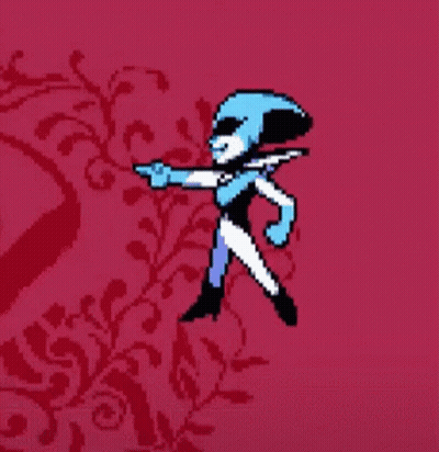 A Pixel Art Of A Cartoon Character On A Red Background GIF