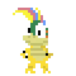A Pixel Art Of A Cartoon Character With A Rainbow Hair Sticker