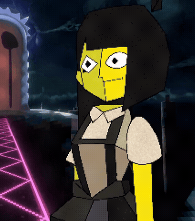 A Pixel Art Of A Cartoon Character With A Yellow Face GIF